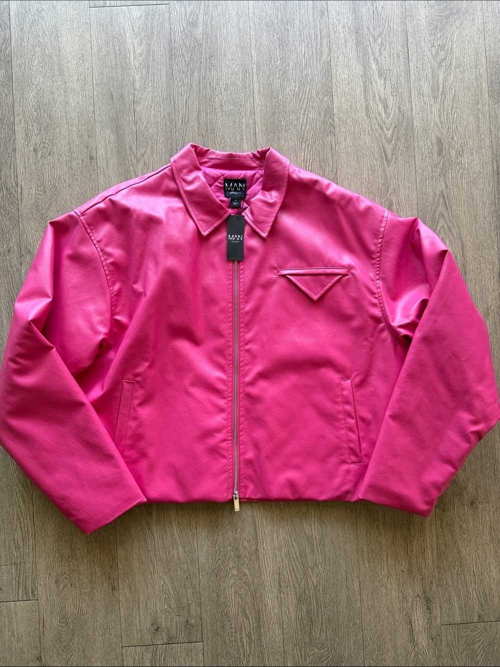 boohooMAN Boxy Pu Harrington Jacket